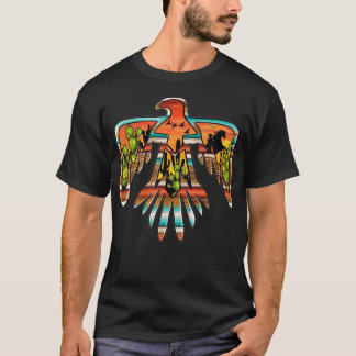 Westerna solnedgångskoncactus Native American Thun T Shirt