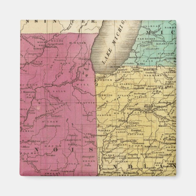 Westerna Stater med övre Michigans karta Magnet (Framsidan)