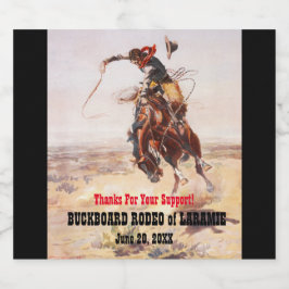 Westerna Stil Cowboyen och Bucking Horse Rodeo Ölflaska Etikett