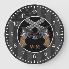 Westerna Stil korsade vapen med Monogram Stor Klocka