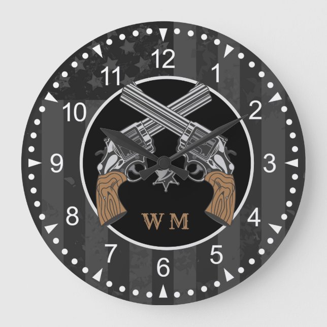 Westerna Stil korsade vapen med Monogram Stor Klocka (Framsida)
