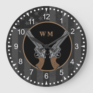 Westerna Stil korsade vapen med Monogram Stor Klocka