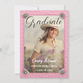 Westerna Stil Rosa Cowgirl Photo Studenten Inbjudningar