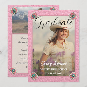 Westerna Stil Rosa Cowgirl Photo Studenten Inbjudningar