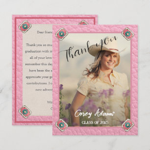 Westerna Stil Rosa Cowgirl Photo Studenten Tack Kort