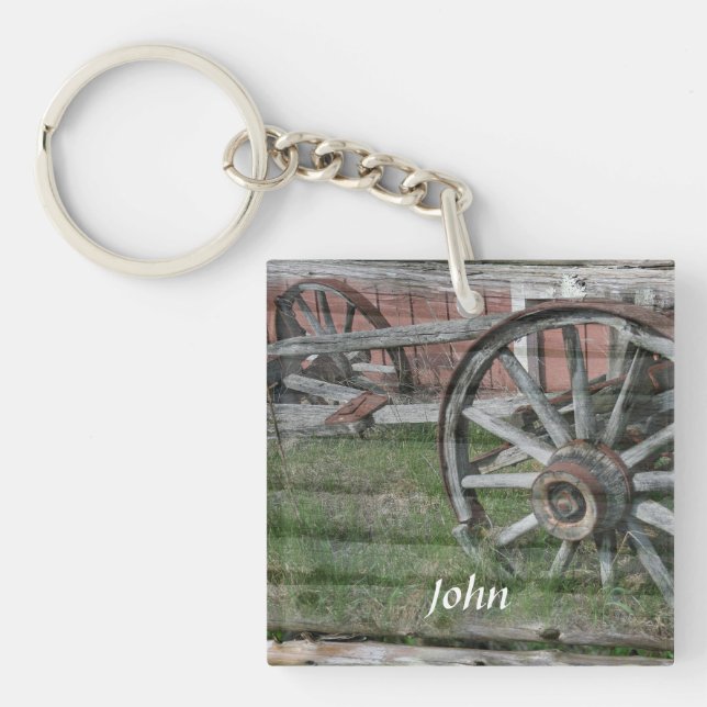 Westerna Stil Rustic Wagon Wheel-Nyckelring (Framsidan)
