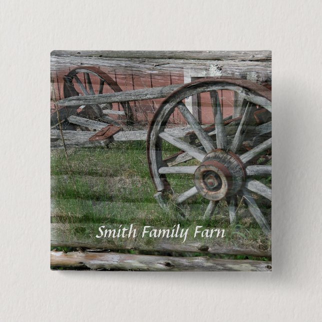 Westerna Stil Rustic Wagon Wheel Pin Button Knapp (Framsida)