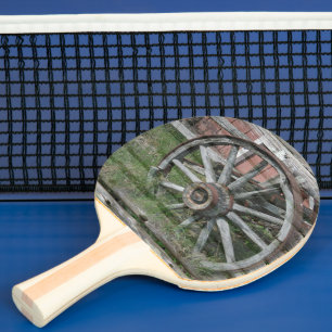 Westerna Stil Rustic Wagon Wheel Ping Pong Paddle Pingisracket
