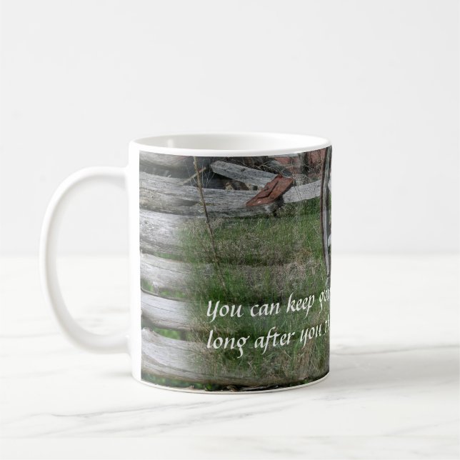 Westerna Stil Rustic Wagon Wheel Quote Coffee Mugg (Vänster)