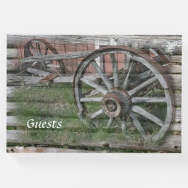 Westerna Stil Rustik Wagon Wheel Guest Bok