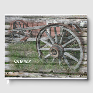 Westerna Stil Rustik Wagon Wheel Guest Bok