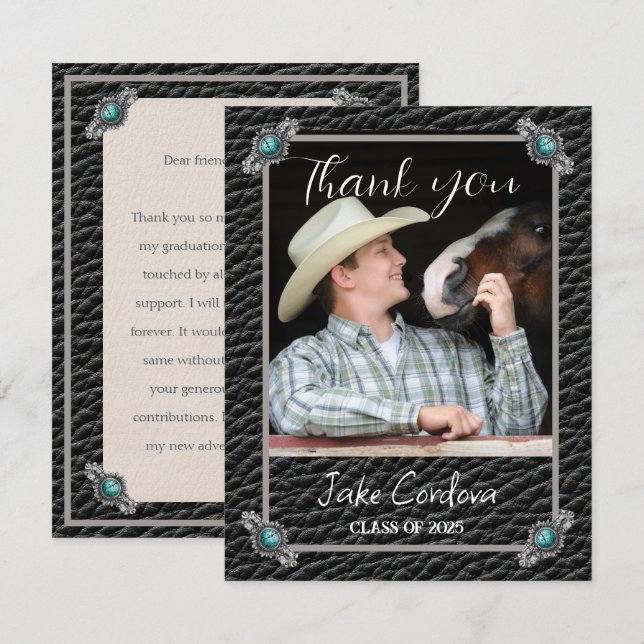 Westerna Stil Studenten-fototackkort Tack Kort (Fram/baksida)