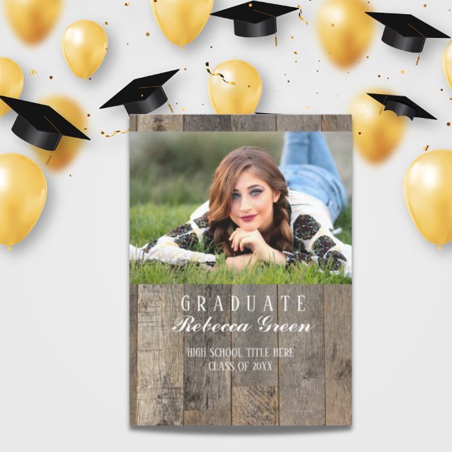 WESTERNA STUDENTFESTEN i LAND Inbjudningar (rustic barn wood western country graduation party invitation)