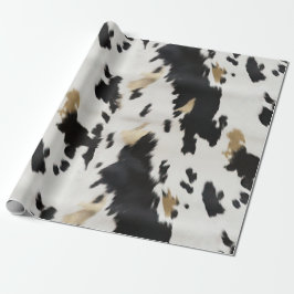 Westerna Svarta vita Guld-kowhide-födelsedagen Presentpapper