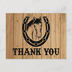 Westerna Tack Horse Horseshoe Bröllop Wood Vykort