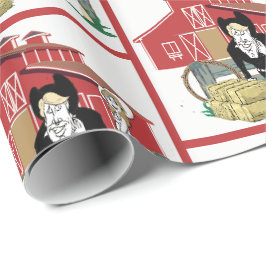 Westerna Tecknad Bröllop par Ranch Scene Barn Presentpapper
