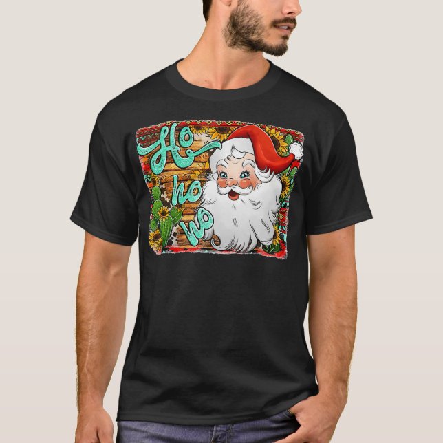 Westerna Texas Cactus Turcos jultomten T Shirt (Framsida)