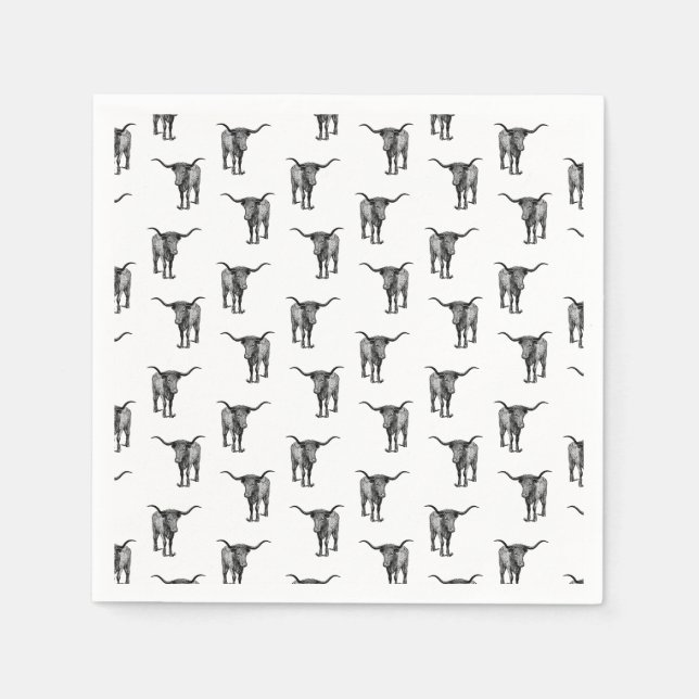 Westerna Texas Longhorn Bull ANPASSNINGSBAR BG FÄR Pappersservett (Framsidan)