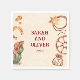 westerna, vackra, rustiska bruna bröllop pappersservett