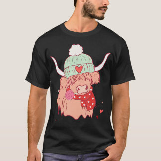 Westerna Valentines day Cute Highland Cow EEG A T Shirt