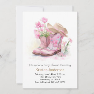 Westerna vattenfärgsDreamy Cowgirl Baby Shower Inbjudningar