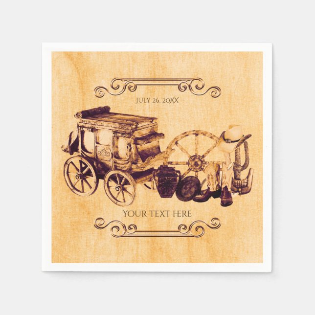Westerna Vintage Land Elegant bröllop Pappersservett (Framsidan)