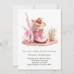 Westerna Wildblommor Äventyr Cowgirl Baby Shower Inbjudningar