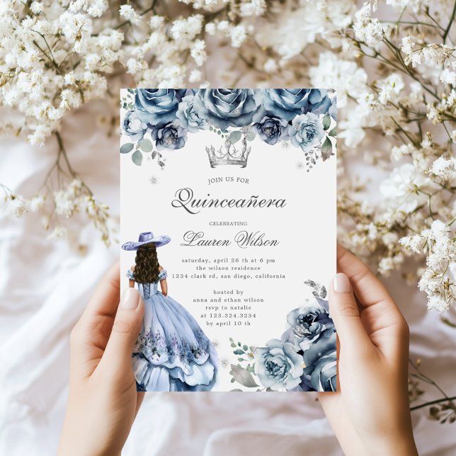 Westerna Wonderland Quinceanera-inbjudan till silv Inbjudningar (Skapare uppladdad)
