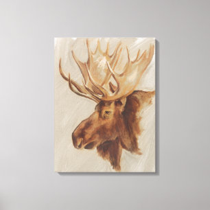 Westernare amerikansk djurstudie Moose Porträtt Canvastryck