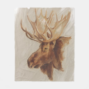 Westernare amerikansk djurstudie Moose Porträtt Fleecefilt