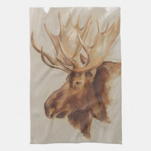 Westernare amerikansk djurstudie Moose Porträtt Kökshandduk