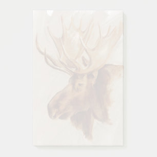 Westernare amerikansk djurstudie  Moose Porträtt Post-it Block