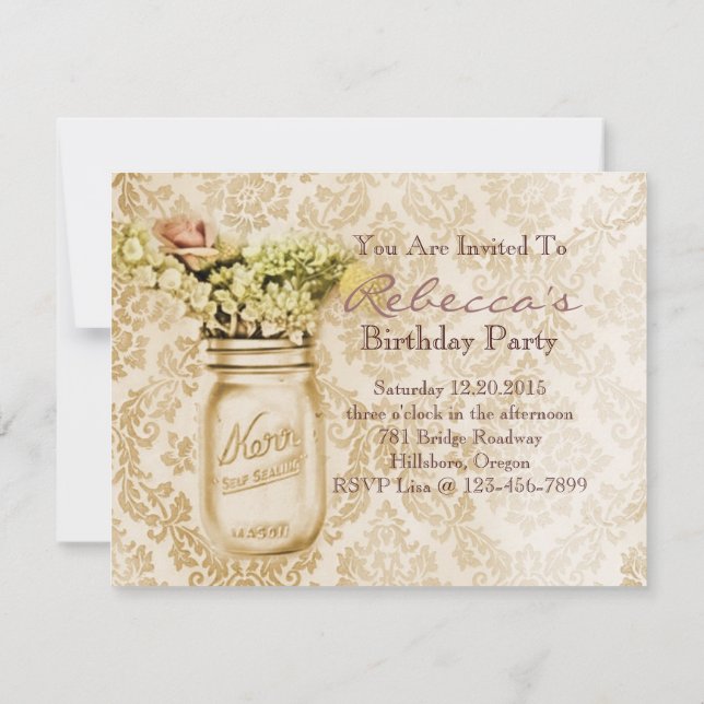 westernare buskblomma i stil, burk inbjudningar (Baksida)