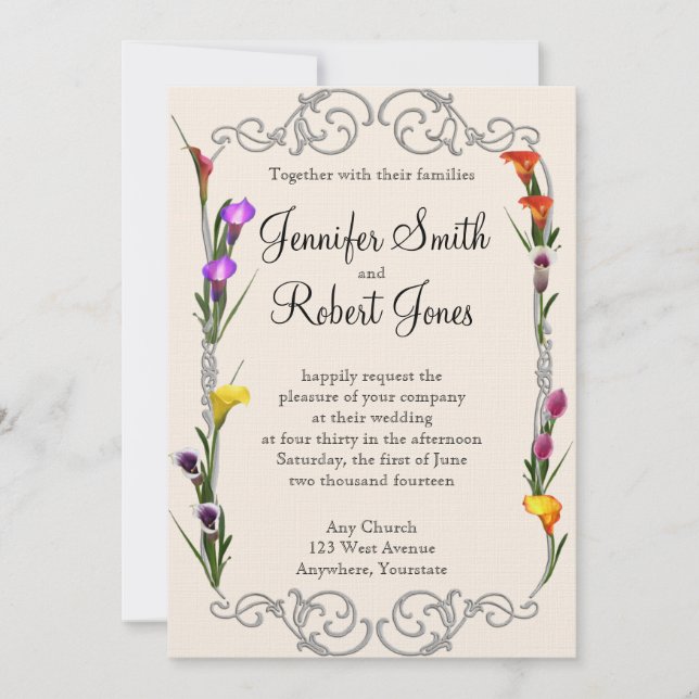 Westernare Calla Lily Posh Wedding-inbjudan Inbjudningar (Framsida)