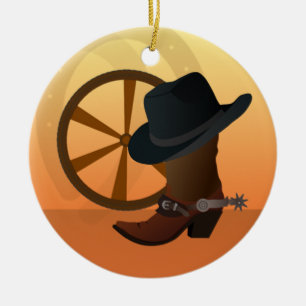Westernare Cowboy julprydnad Julgransprydnad Keramik