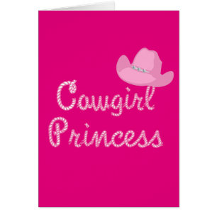 Westernare Cowgirl Princess Card med Rosa Hattar Hälsningskort