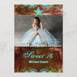 Westernare Grad-inbjudan Blue Brown Star Inbjudningar