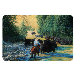 Westernare häst/svart angusbesättning/cowboy magnet
