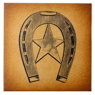 Westernare hästskon med Star Antique Horse Shoe Kakelplatta