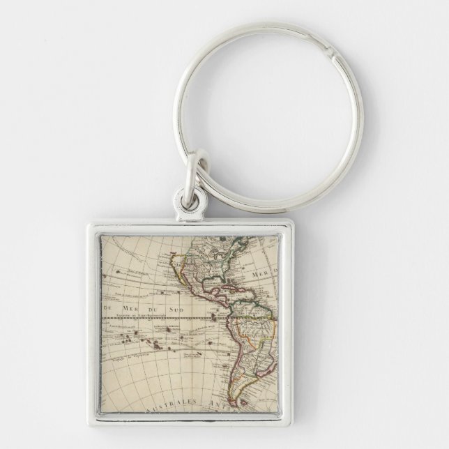 Westernare Hemisphere 10 Fyrkantig Silverfärgad Nyckelring (Framsidan)
