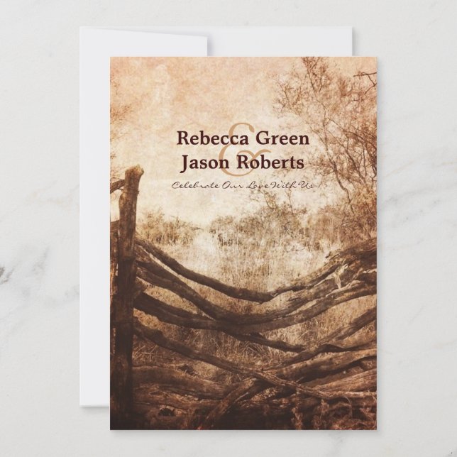 westernare land-bondgården bröllop repeteringsmidd inbjudningar (Baksida)