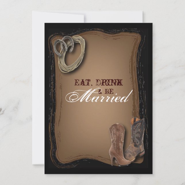 westernare land cowboy bröllop-repetitionsmiddag inbjudningar (Baksida)