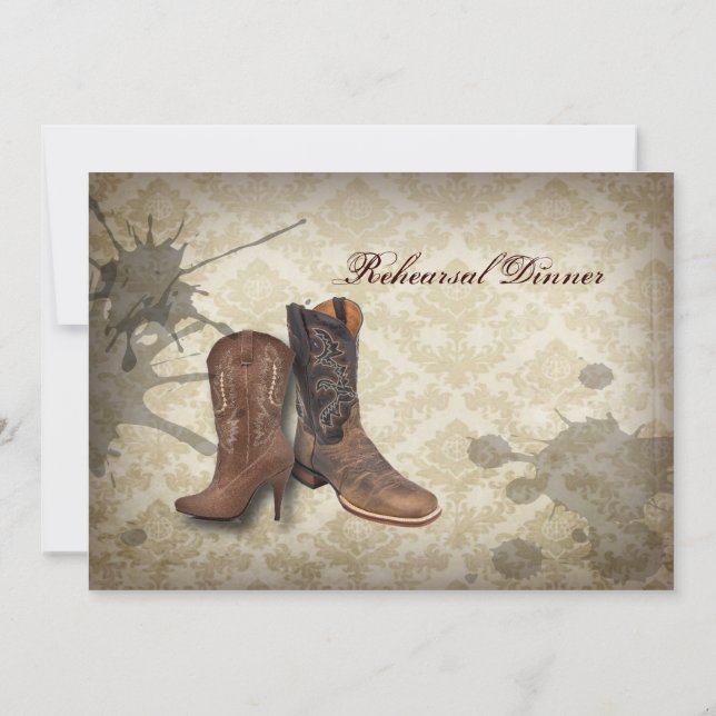 westernare land cowboy bröllop-repetitionsmiddag inbjudningar (Baksida)