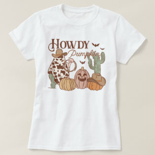 Westernare Land Cowgirl Howdy Pumpkin Halloween T Shirt