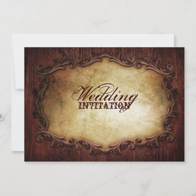 westernare landsbyggsbröllop av rustik vintage inbjudningar (Framsida)