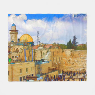 Westernare muren i Jerusalem (morgondagens mur) Fleecefilt