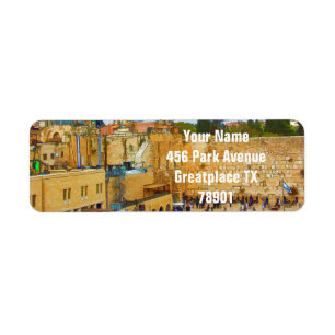 Westernare muren i Jerusalem (morgondagens mur) Returadress Etikett