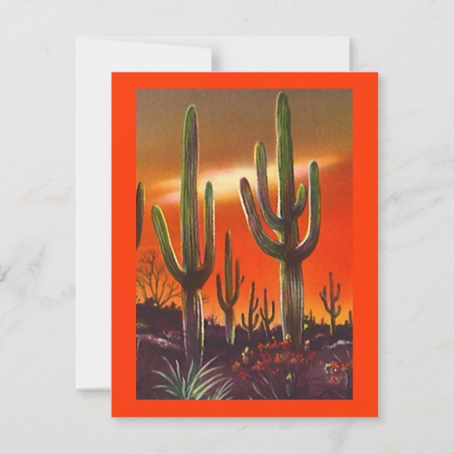 WESTERNARE PARTSINBJUDAN SUNSET SAGUARO CACTUS INBJUDNINGAR (Framsida)