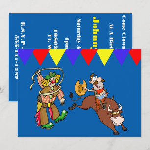Westernare Party Bull Rider Rodeo Clown Personaliz Inbjudningar