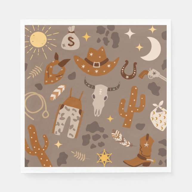 Westernare Party Napkins | Cowboy Party Napkins Pappersservett (Framsidan)